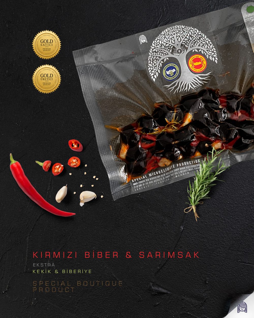 Kırmızı Biber + Sarımsak + Biberiye