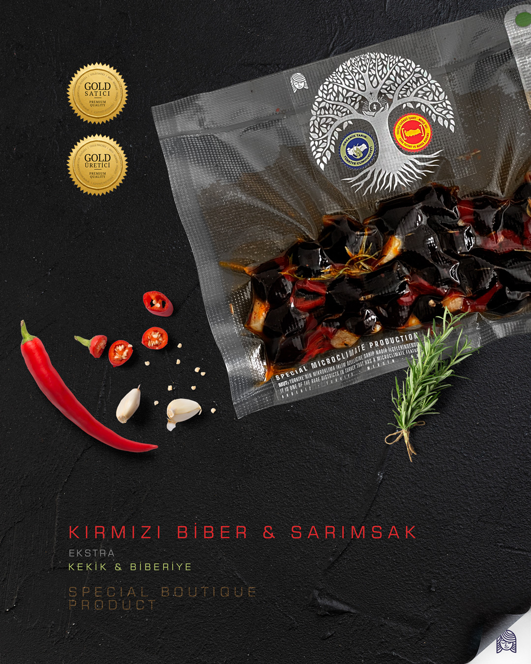 Kırmızı Biber + Sarımsak + Biberiye